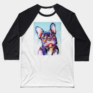 Oil bulldog muzzle portrait painting in multicolored tones. Baseball T-Shirt